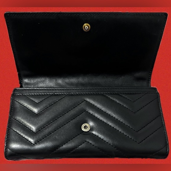 Gucci GG Marmont Continental Leather Wallet Goldtone Metal MSRP$850.00 Good Cond - Picture 6 of 16